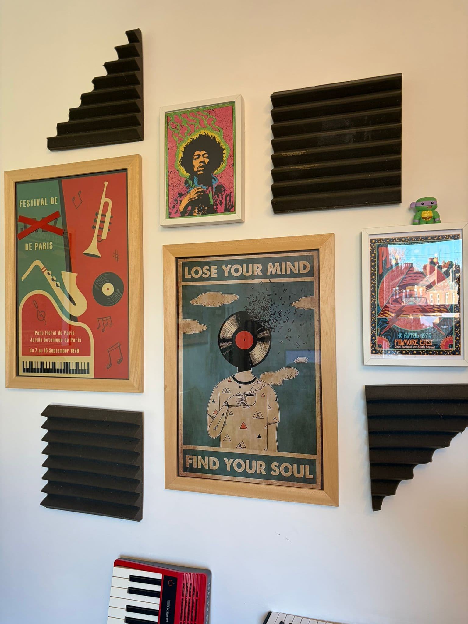 Colourful music artwork and acoustic treatment