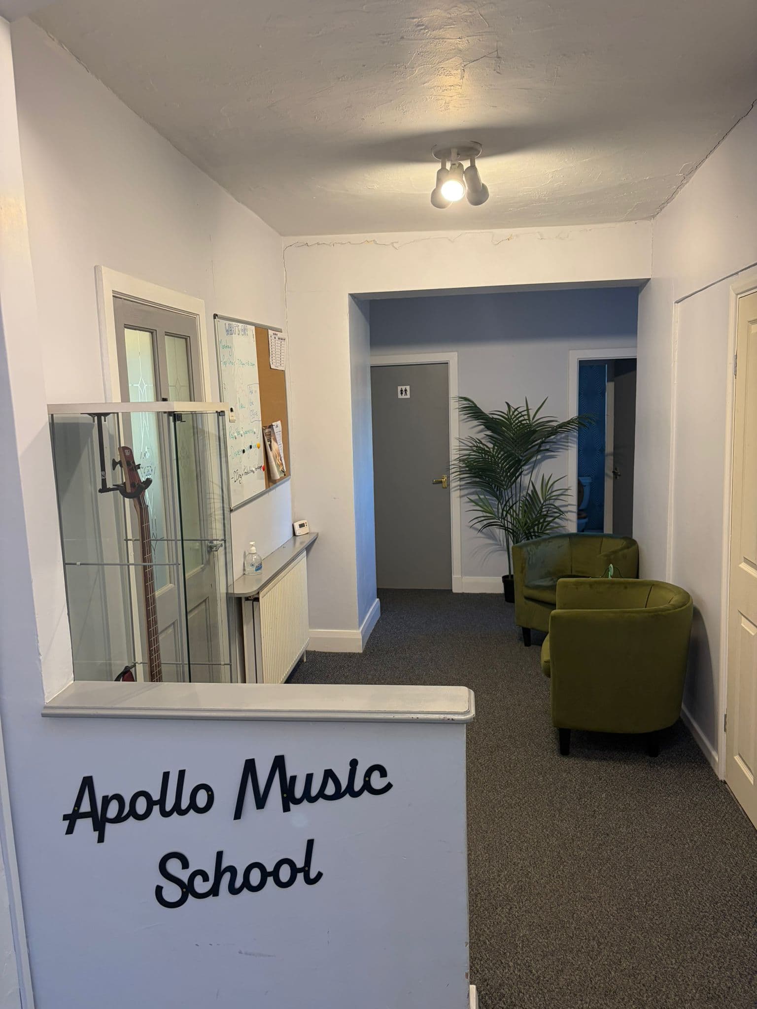 The reception area inside Apollo Music School